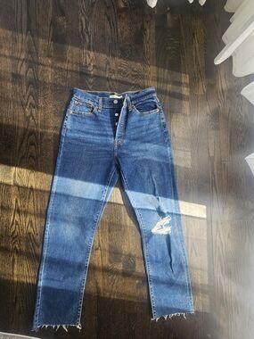 Levi's Blue Straight-Leg Distressed Women's Jeans